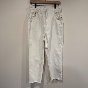 Bershka | White Demin | Straight Leg | Paper Bag/Elastic Waist Jeans Size 8